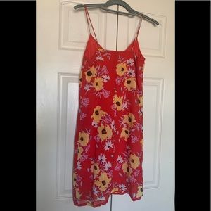 H & M Divided Red Floral Slip Dress